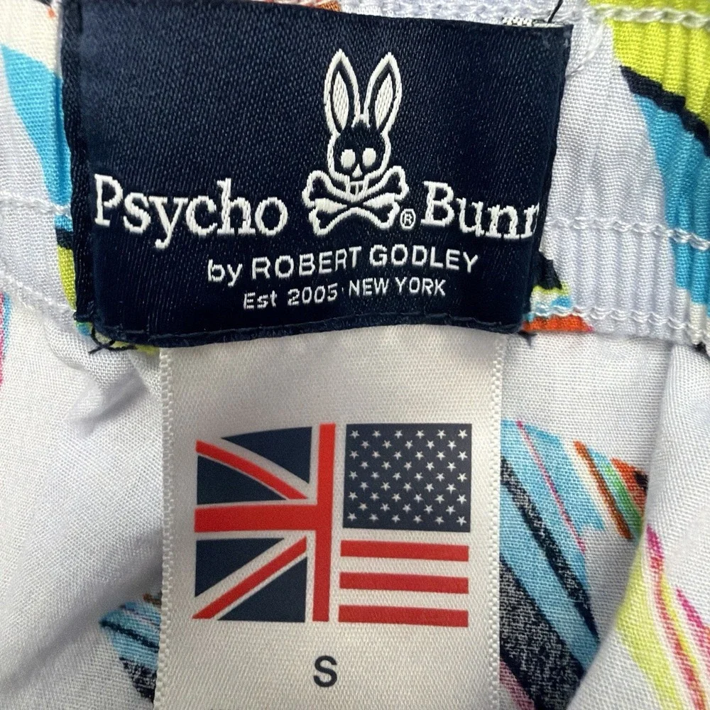 Psycho Bunny Men's Size Small All Over Bunny Woven Jam Lounge Shorts Rainbow